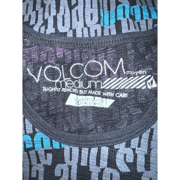 VOLCOM Womens Black Graphic Alphabet Long Sleeve Thermal Top Sz M - Picture 5 of 7